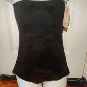 New Fashion Forms Black Ribbed Halter Tank Top Convertible Strap Built Bra Large